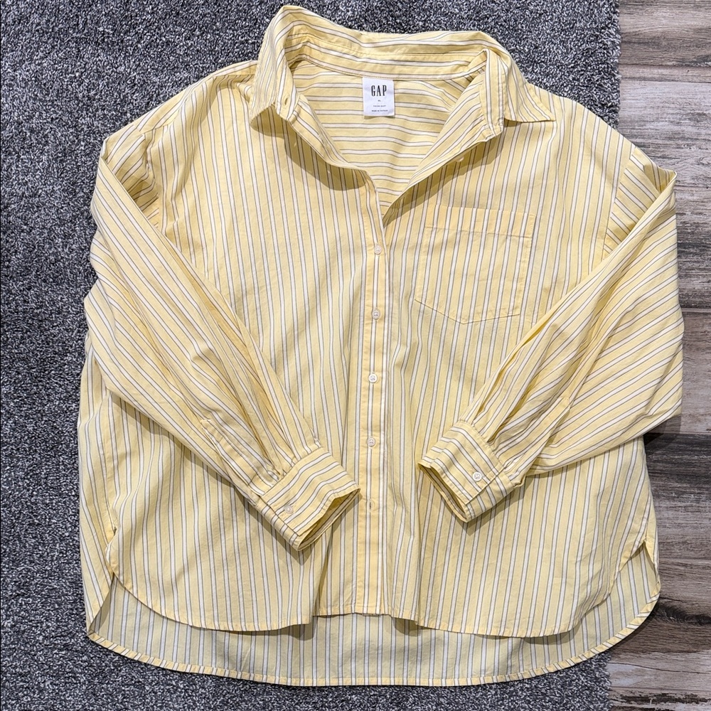GAP Yellow and White Striped Shirt